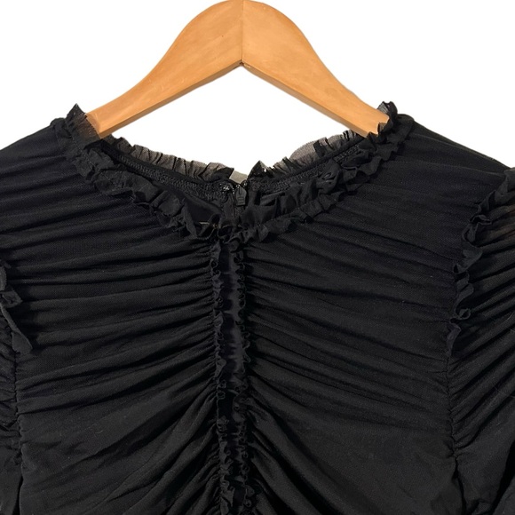 REVOLVE x NBD Las Olas Black Ruched Mesh Long Sleeve Dress - Picture 6 of 9